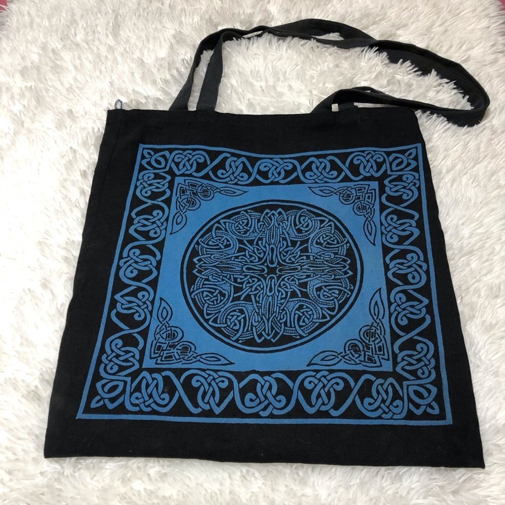 India Arts Mandala Bag Tote Black Blue